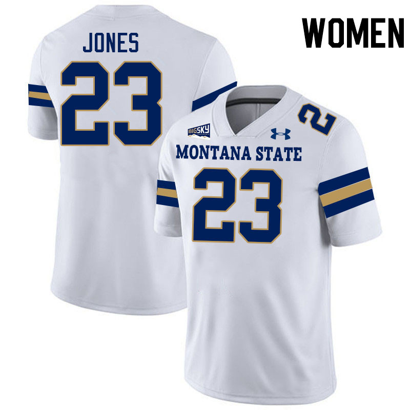 Women #23 Adam Jones Montana State Bobcats Jerseys Football Stitched-White